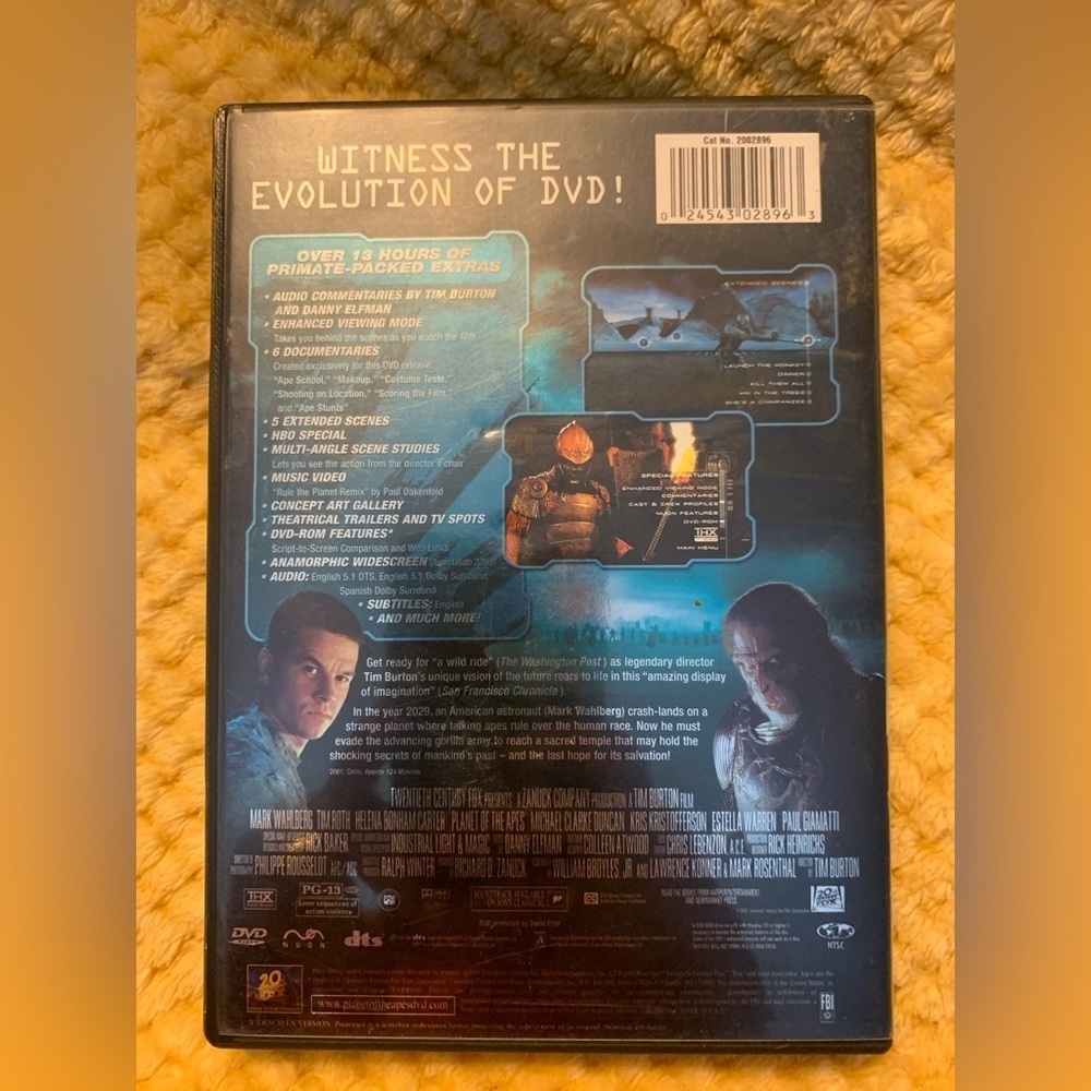 Planet of the Apes DVD, 2001, 2-Disc Set, English/Spanish Versions) Special Ed. - Picture 2 of 4